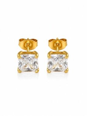 18K Gold Plated Cubic Zirconia Stud Earrings